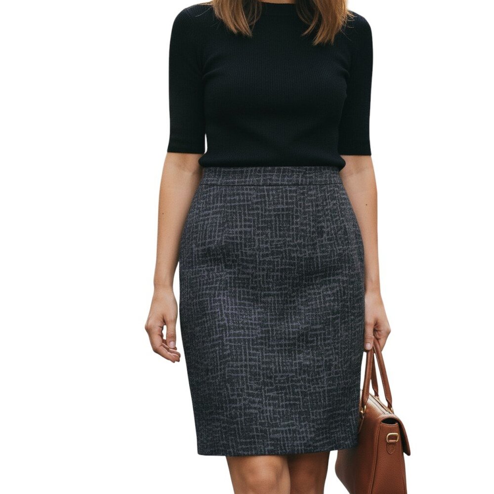 Ann Taylor Loft Skirt Womens 8 Gray Pencil Career Office Quiet Luxury